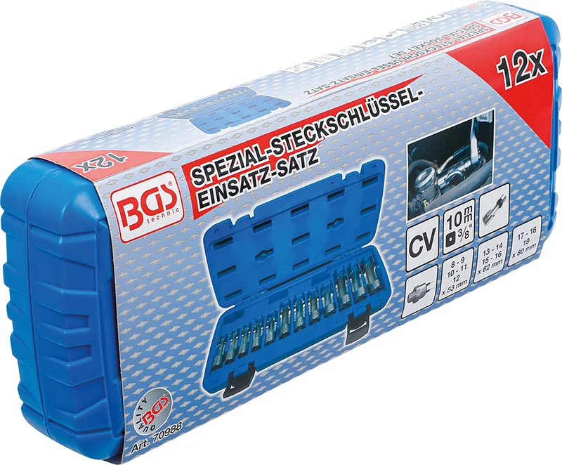 SET 12 PZ,BUSSOLE SPECIALI SCANALATE,ATTACCO 3/8”,5-19 MM BGS70988