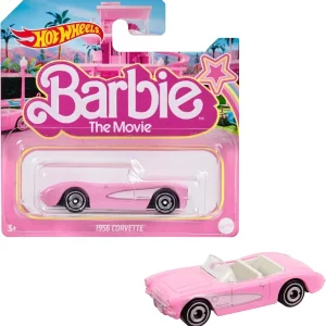 Hot Wheels Barbie Die-Cast Pink Corvette em escala 1:64, carro de brinquedo modelado no Corvette em Barbie O Filme com emb...