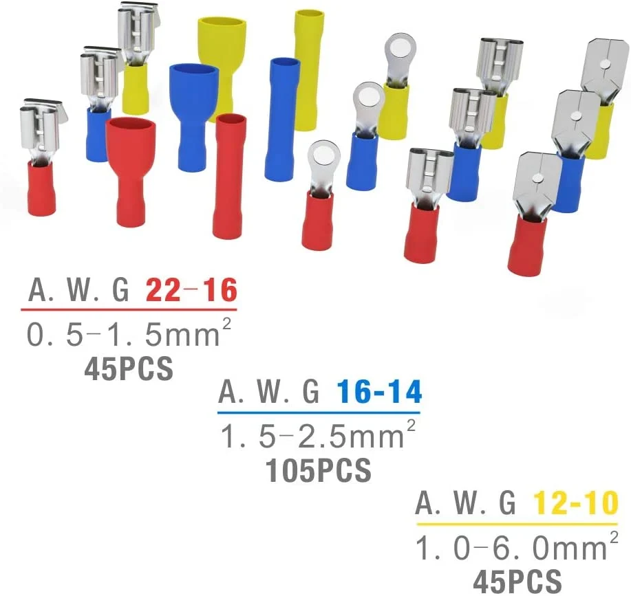 285 conectores isolados de ponta, pás e éis de AWG22-10