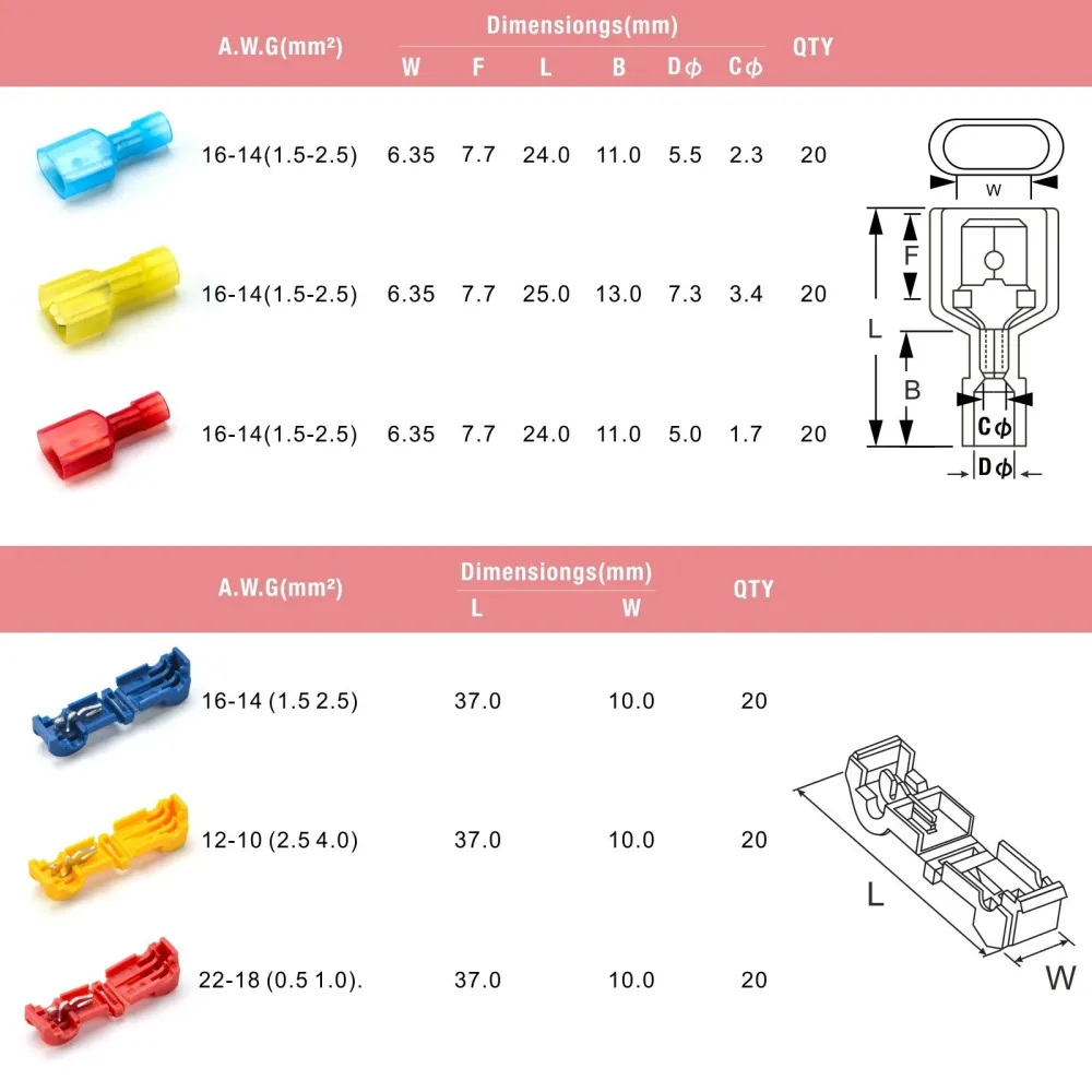 Conectores de fio T-Tap TTS-120 120 peças