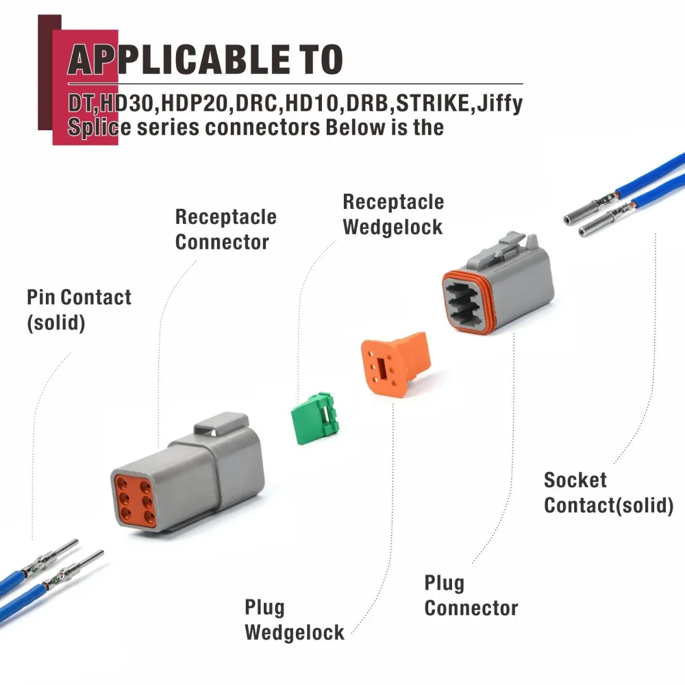 Kit de Conectores DT KIT-125 125 peças inclui 2, 3, 4, 6, 8 Caixas e Terminais Selados de Pino e Soquete, para Calibre 20-14